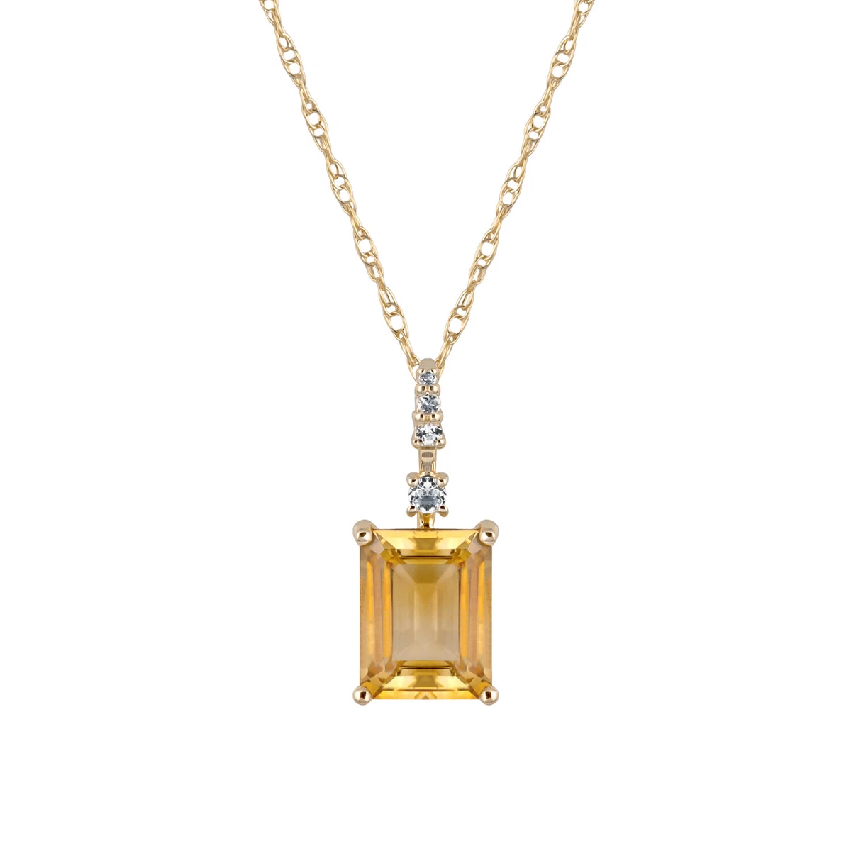 10k Yellow Gold Genuine Emerald Cut Citrine Pendant Necklace eBay
