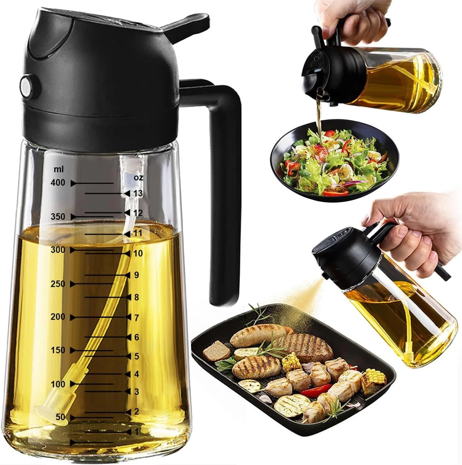 TrendPlain 16oz/470ml Glass Olive Oil Spray Bottle Cooking 2 in 1 Dispenser CA
Opens in a new window