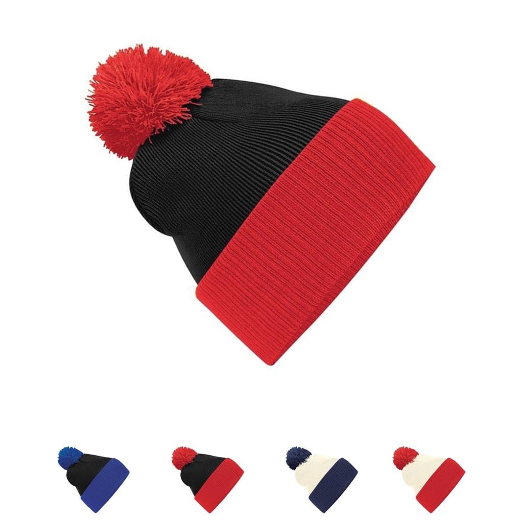 Cappello bicolore Snowstar con pom pom per adulti