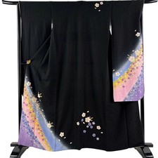 Long-sleeved kimono length 161cm sleeve length 66cm M sleeve cherry blossom
