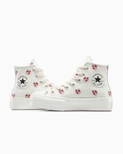 Size 8 - Converse Chuck Taylor All Star Lift Platform High Cross Stitch Rose Wom