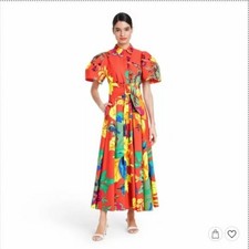 Target x Christopher John Rogers Floral Puff Sleeve Midi Shirt Dress Red Multi