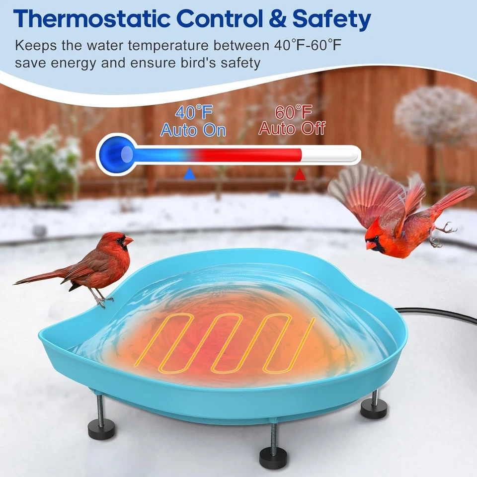 Ванны для птиц с подогревом для улицы на зиму - 60 Вт термостатически контролируемое тепло - Изображение 3 из 4
