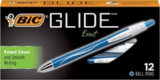 BIC Atlantis Exact Retractable Ball Pen, Fine Point 0.7 mm , Blue, 12-Count