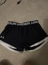 Girls Under Armour play up 2.0 black athletic shorts size youth large. NWT.
