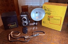 Kodak Reflex II camera in original box Untested great display With Flash Holder