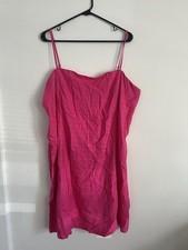 Gap Hot Pink Linen Blend Mini Dress Size 2XL Summer Spring Break Party Vacation