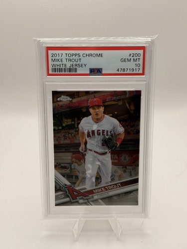 MIKE TROUT 2017 TOPPS CHROME #200 WHITE JERSEY REFRACTOR PSA 10 🔥 