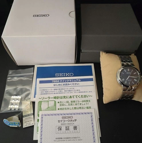 SEIKO SPIRIT SMART SBTM185 Solar Watch Blue Dial Stainless Band Men’s - Picture 2 of 2