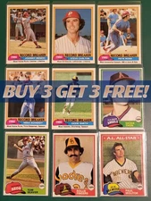 BUY 3, GET 3 FREE 1981 TOPPS BASEBALL YOU PICK #201 - #400 $0.99 Ship Unltd. Qty