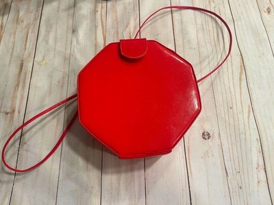Gino Vintage Red Octagonal Leather Crossbody Bag USA
