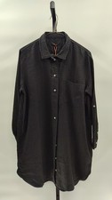Quince Women 100% European Linen Shirt Dress Black S
