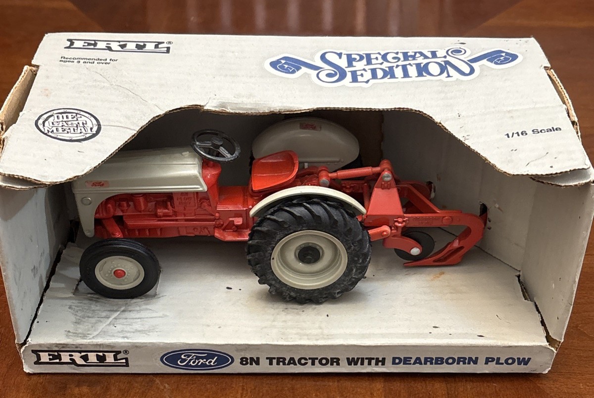 Ford Die Cast Metal Tractor Model 8N Dearborn Plow 1:16 Ertl Vtg