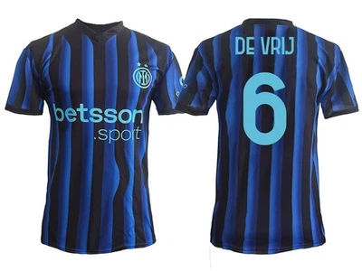 Maillot De Vrij Inter Home 2025 2026 noir officiel adulte enfant - Photo 1/4