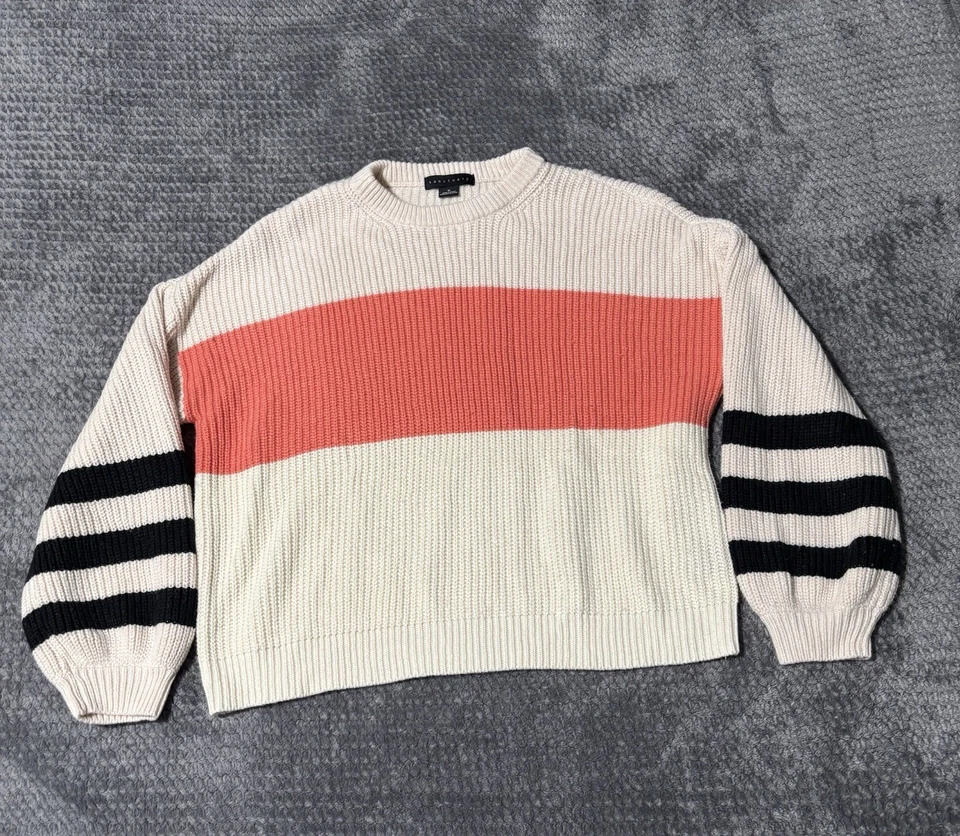 Suéter Pullover Sanctuary Para Mujer Divertido a Rayas, Crema Multi, L Foto 3 de 4