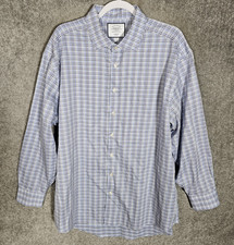 Charles Tyrwhitt Classic Fit Button Up Shirt Mens Size 18/35 Blue Plaid Non Iron