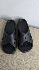 NWOT Crocs Classic Cross Strap Womens 9 Black Slip On Slide Comfort Sandals