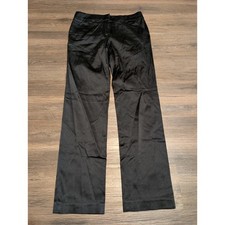 Tory Burch Silk Satin Dress Pants Womens 0 Black Straight Leg Trouser Mid Rise