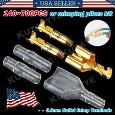 140/700X Female Male 3.9mm Bullet Terminal Brass Crimp Electrical Wire Connector