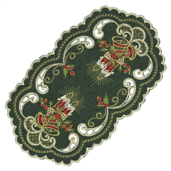 Tischdecke Weihnachten Oval Deckchen TischläUfer Untersetzer 22X37 Gold Bestickt-image