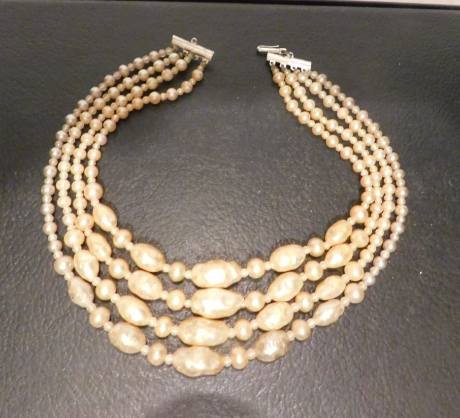Collier De Perles D'eau Douce Multirangs Couleur Jaune - Fermoir 925 - Avec 3 Extensions - Occasion