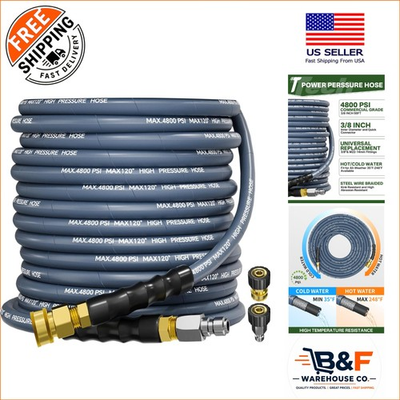 #ad Professional 50FT Pressure Washer Hose with 3 8quot; Quick Connect amp; M22 Adapters $126.49