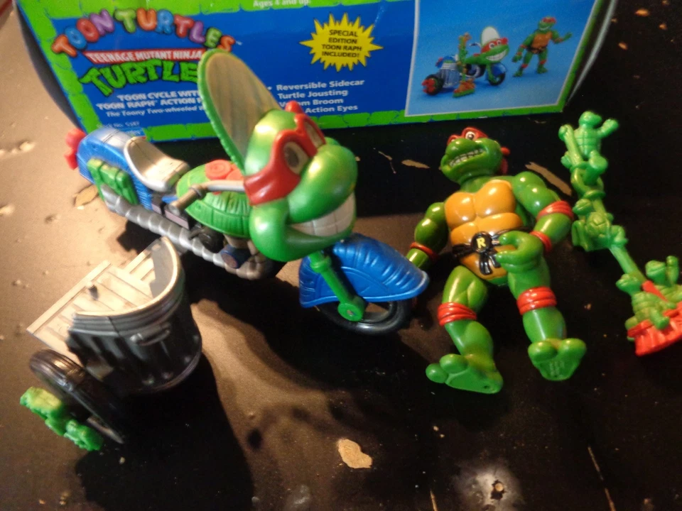 TMNT 1993 Teenage Mutant Ninja Turtles Toon Cycle con Raphael Motorcycle Raph Foto 2 de 4