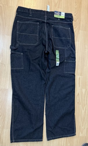 BNWT VTG Y2K MEN'S FADED GLORY CARPENTER JEANS BAGGY RELAXED SIZE 36X30 BLACK - Picture 2 of 3