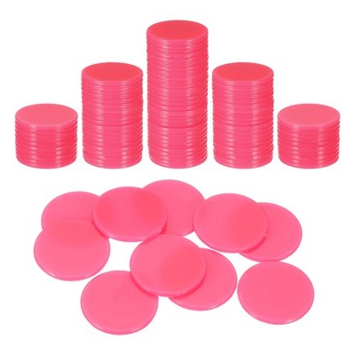 100Pcs 1 Inch Poker Chips, Bingo Chips Learning Counters, Pink, Flat