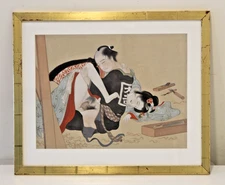 Uemura Shōen Japanese Erotic Shunga Art Silk Painting