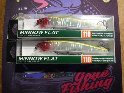 YoZuri Duel Hardcore Minnow Flat 110 Suspending Clown Jerk Bait Lure Lot of Two