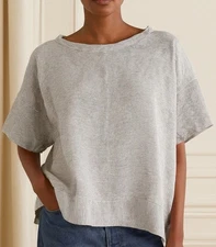 Nest Robe Grey &  White Striped Boxy Oversized  Linen Top
