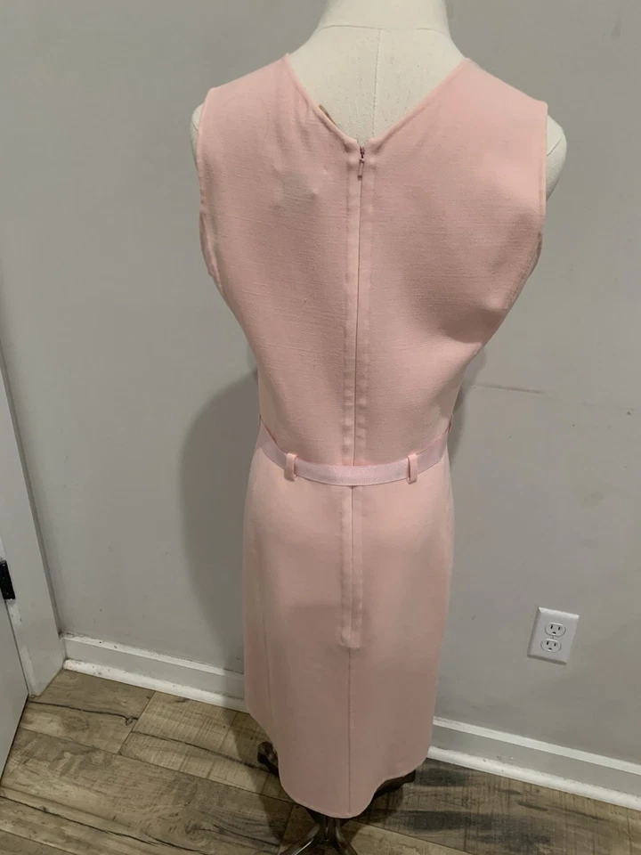 Vestido Oscar de la Renta Vintage 100% Lana Forrado a Medida Bolsillos Rosa Talla 4 Foto 4 de 4