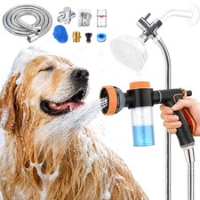 Dog Shower Attachment Water Hose Nozzle Sprayer Set with Metal 3-Way Shower D...