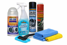 Car Interior Cleaning Kit Dash Shine Glass Cleaner Foam Air Con Bomb Microfibre