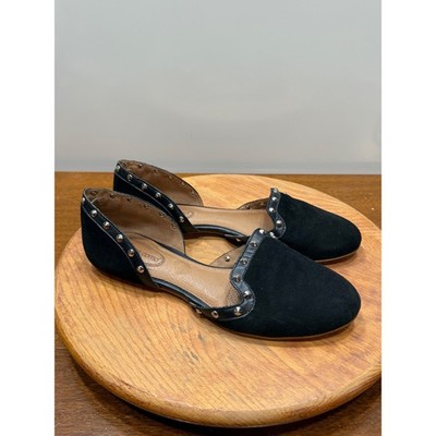 Corso Como Black Suede Studded DOrsay Flats Shoes Womens Size 9 corporate goth