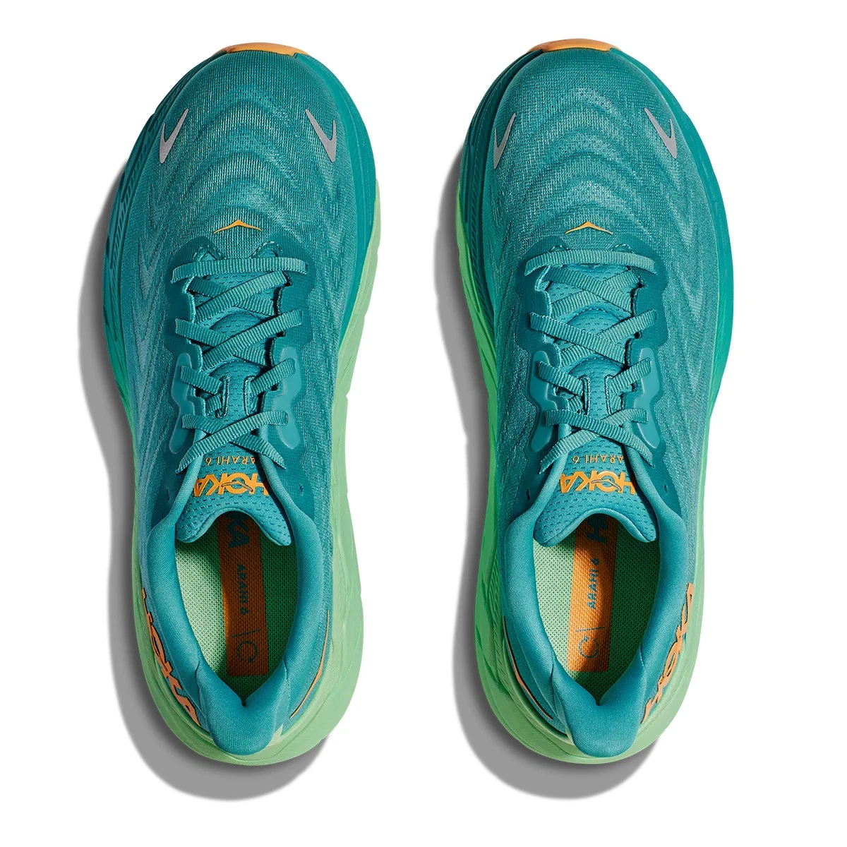 Men's Hoka Arahi 6, Ocean Mist/Lime Glow, 12.5 D Medium
