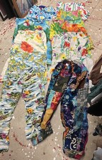 Jams World Pants Womens Small Fire Daisy Floral Abstract Crop Rayon Hawaii USA