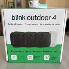 BLINK Outdoor 4 Wireless Smart Security 3 Camera System With Sync Module New