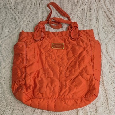 Marc by Marc Jacobs Tote Bag Purse Orange Quilted Nylon Logo Interior
