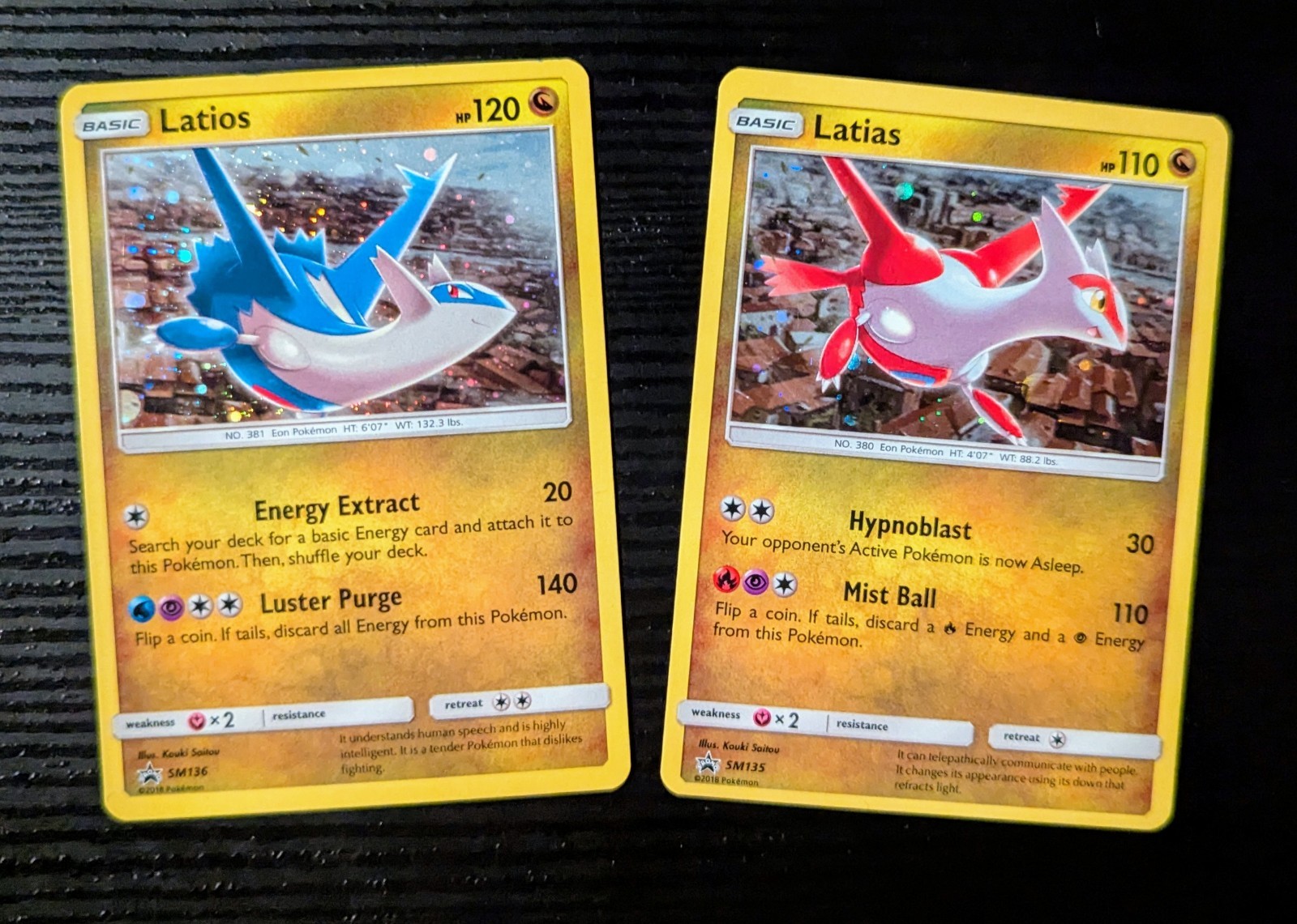Latias & Latios [Dragon Majesty] SM135 SM136 Holo Black Star Promo Set - LP