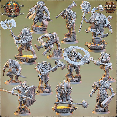 Mammut Oger 28mm Resin Miniaturen Warhammer Proxy D&D RPG Skull Mountain