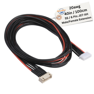 5S JST-XH Balance Tap Extension Adapter 100CM 20awg Heavy Duty Red / Black Wire