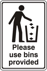 Use the Bin Clean Up No Littering Rubbish Self Adhesive Sticker