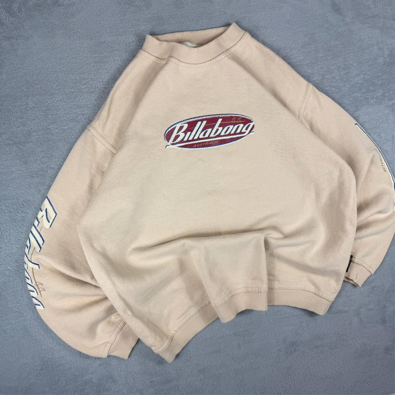 Vintage Billabong 1990's Surf Beige Oversized Size Medium Pullover Sweatshirt image 2
