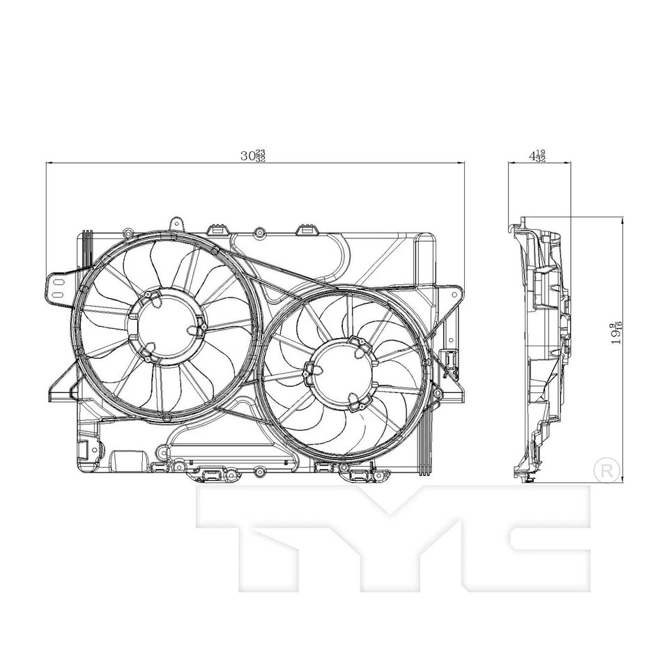 Conjunto de ventilador condensador y radiador doble TYC para Chevrolet Equinox 2008-2012 Foto 4 de 4