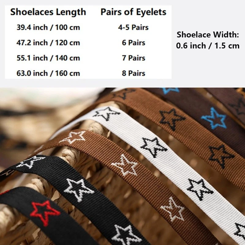10 Paar Flache Bunte Sternmuster Schnürsenkel aus Polyester für Canvas Schuhe - Bild 4 von 4