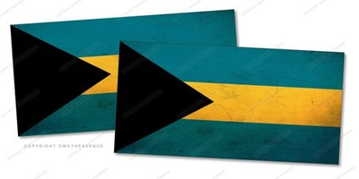 2Pcs Bahamas Flag Rustic Style Vinyl Sticker Decals 4'' Each