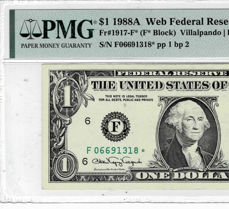 1988A $1 Federal Reserve WEB *STAR note--fr.1917-F* (Atlanta) PMG VF 35 EPQ - Image 3 of 4