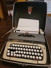 Vintage 1960’s Smith Corona Galaxie Deluxe Typewriter Gray & Biege W/Case thumbnail